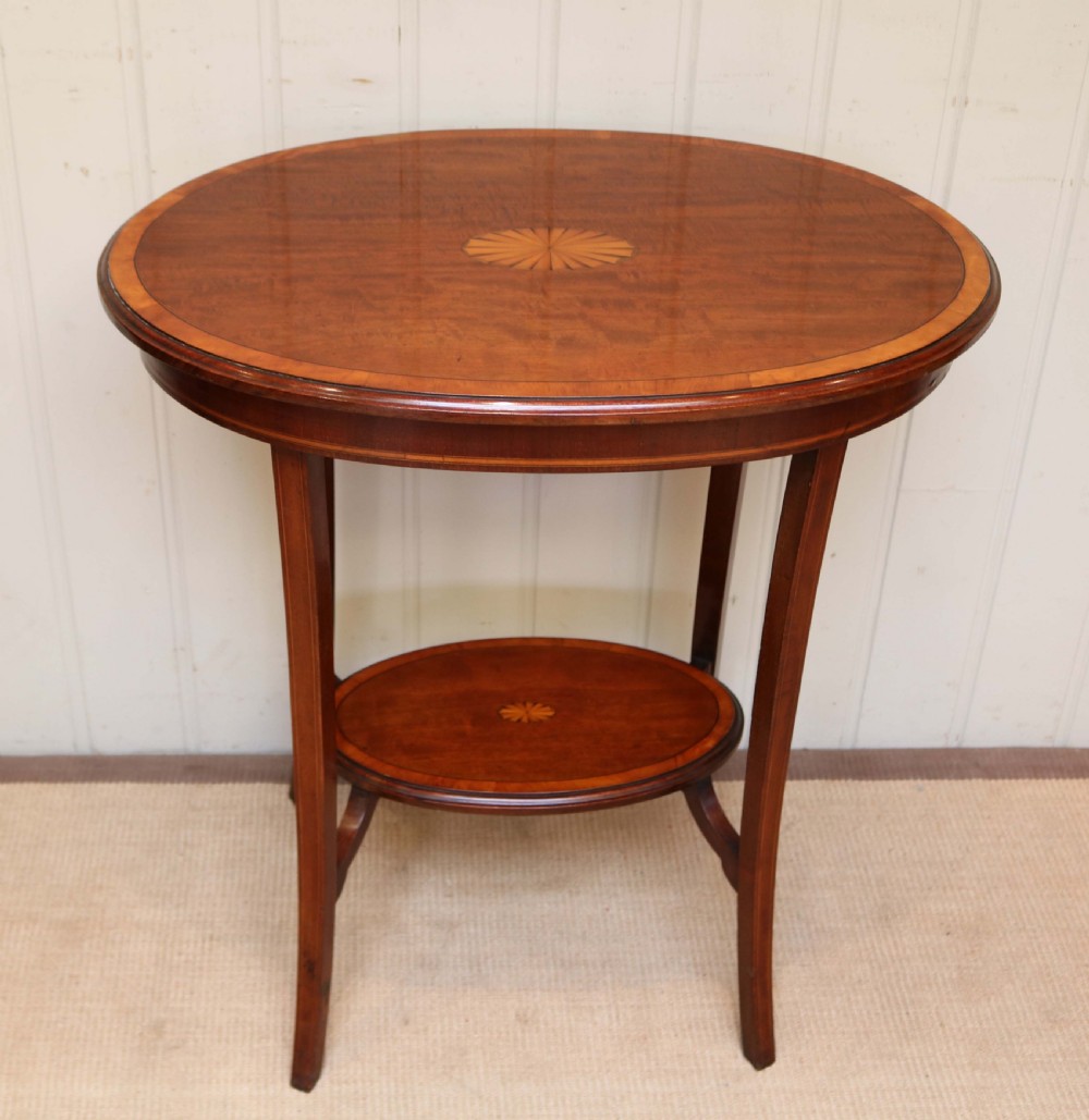 Edwardian Oval Inlaid Mahogany Table View VIII