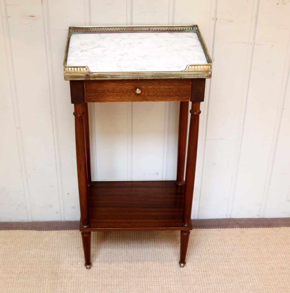 French Mahogany Marble Top Bedside Cabinet View II