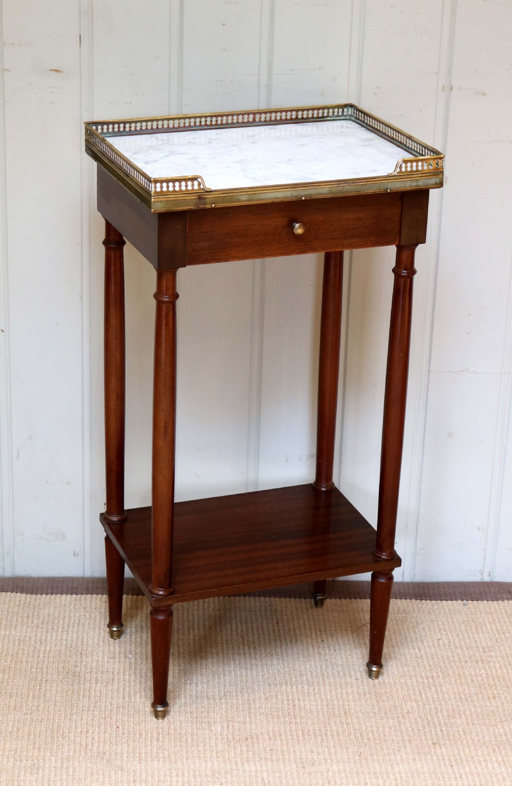 French Mahogany Marble Top Bedside Cabinet View III