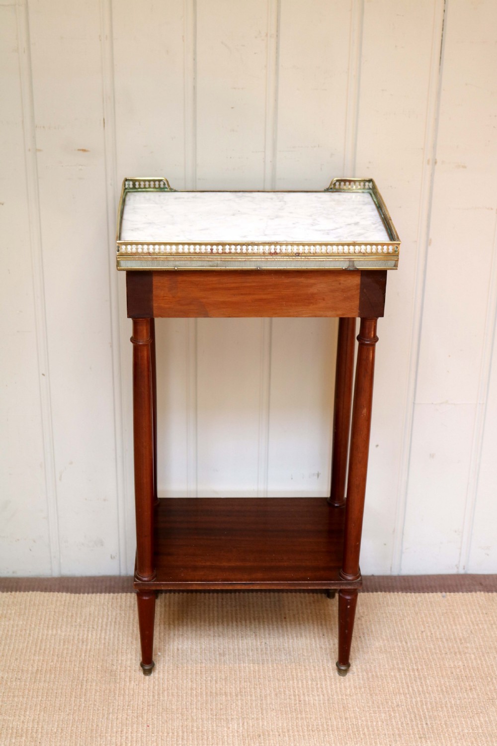 French Mahogany Marble Top Bedside Cabinet View IV
