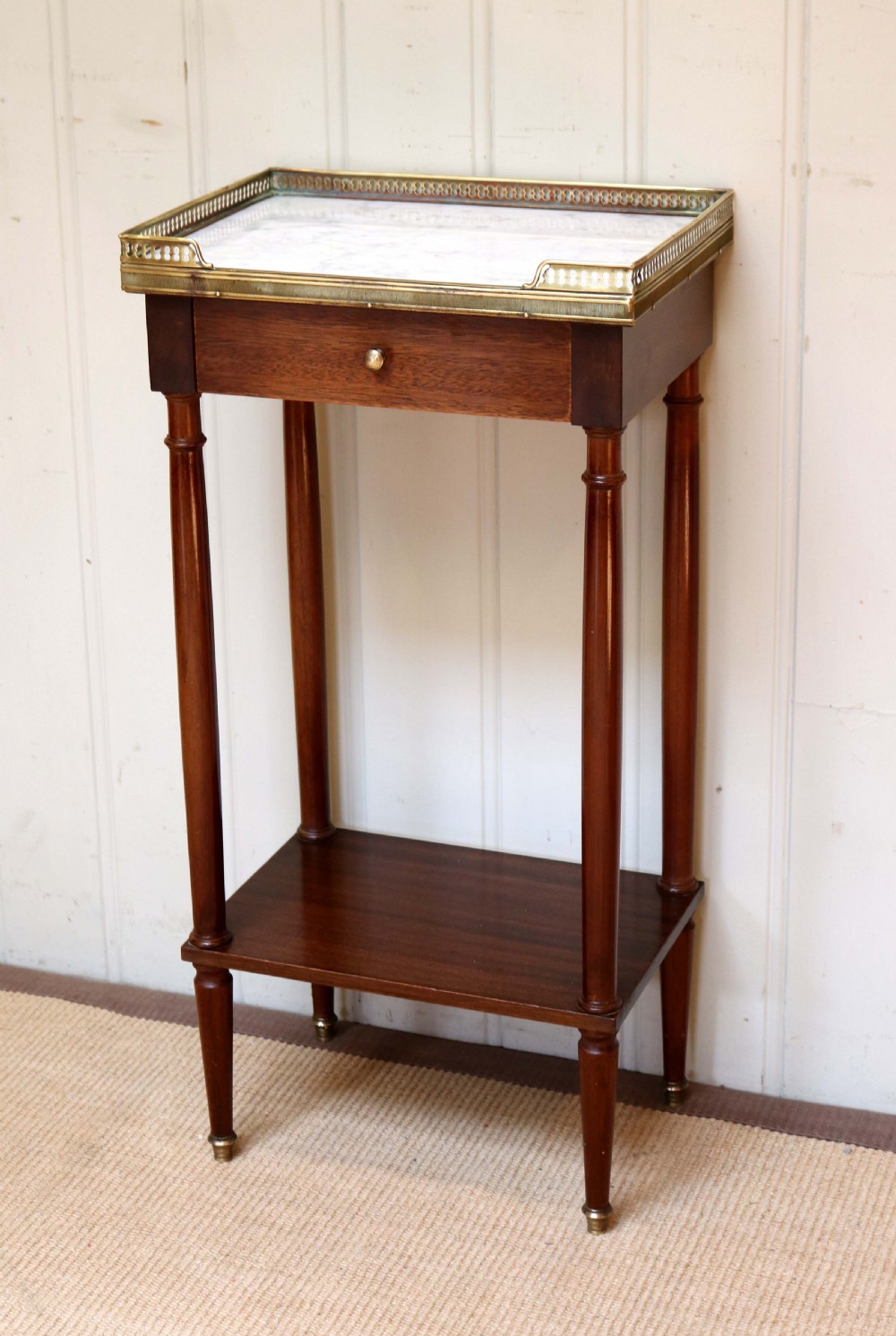 French Mahogany Marble Top Bedside Cabinet View VII