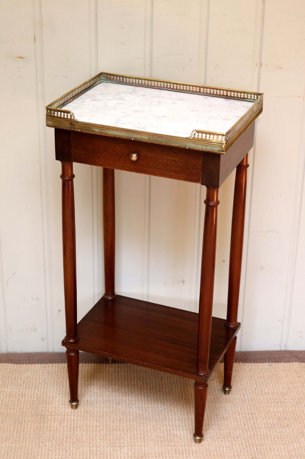French Mahogany Marble Top Bedside Cabinet View VIII