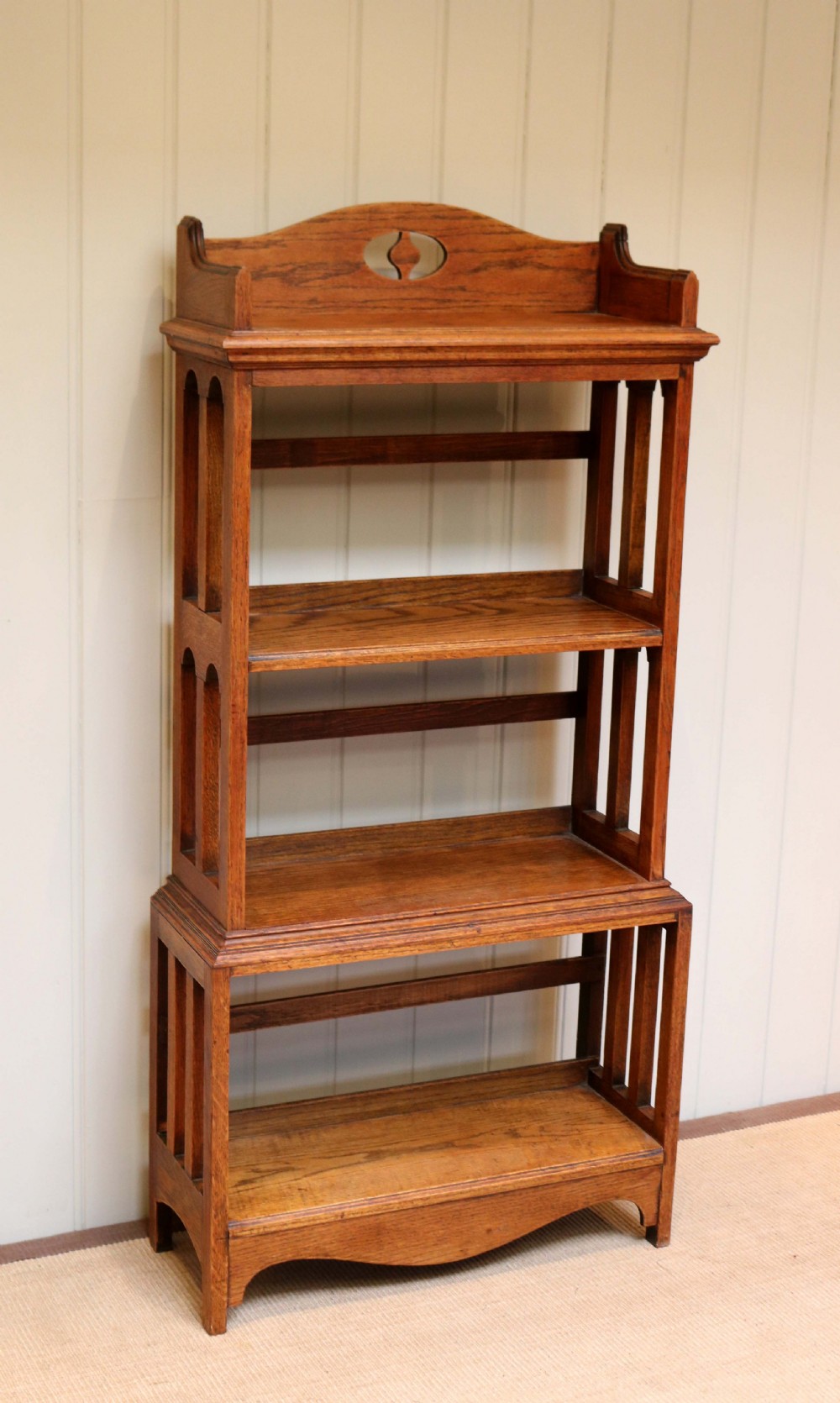 Arts And Crafts Open Oak Bookcase  View IV
