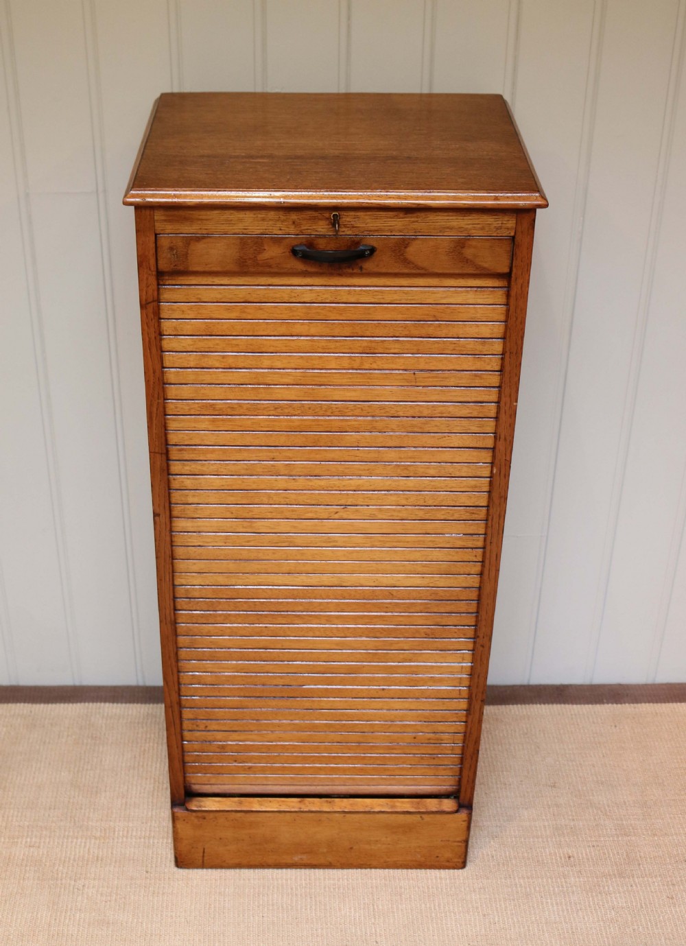 Golden Oak Tambour Front Filing Cabinet View III