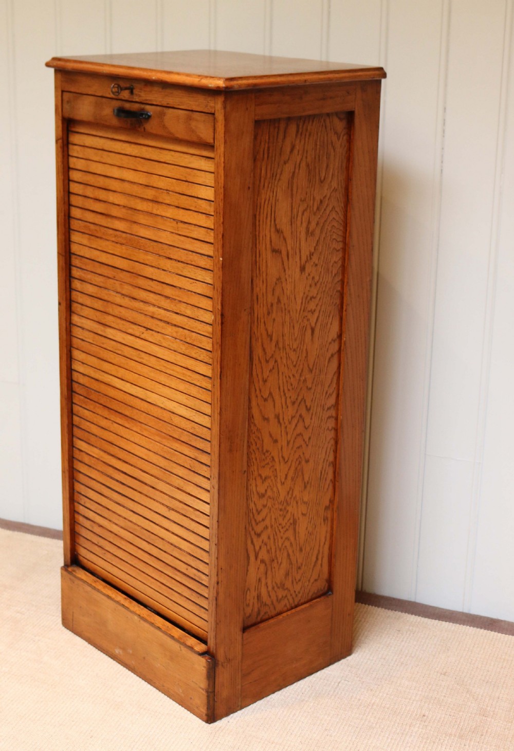 Golden Oak Tambour Front Filing Cabinet View V
