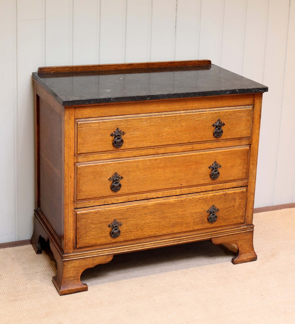 Small Proportioned Oak Marble Top Chest View II