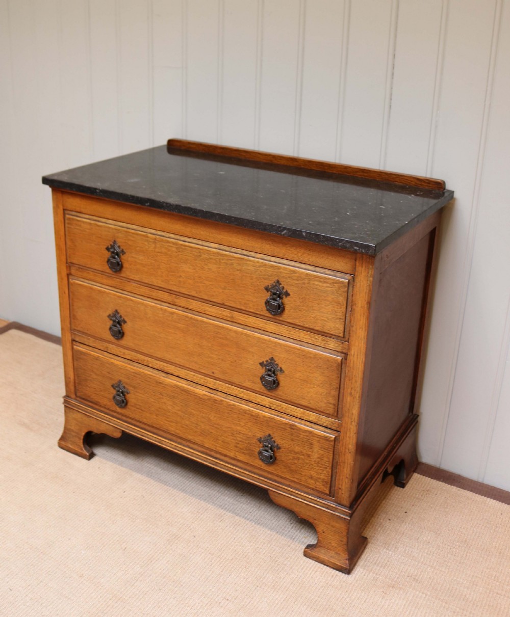 Small Proportioned Oak Marble Top Chest View III