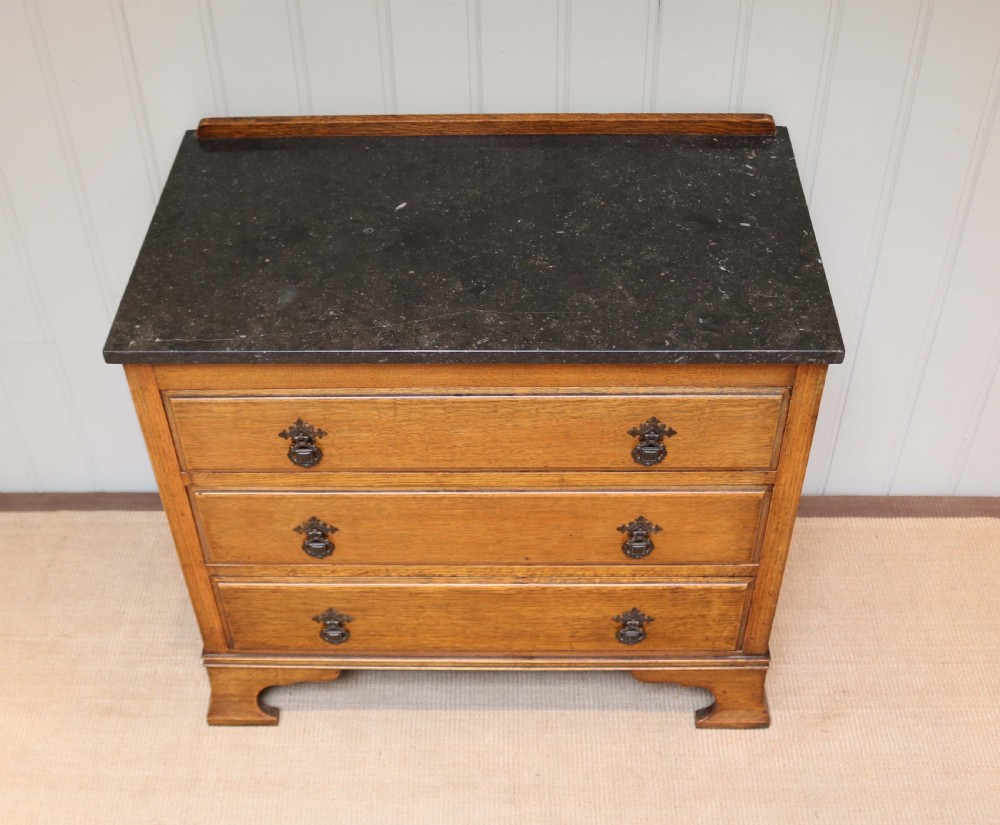 Small Proportioned Oak Marble Top Chest View IV