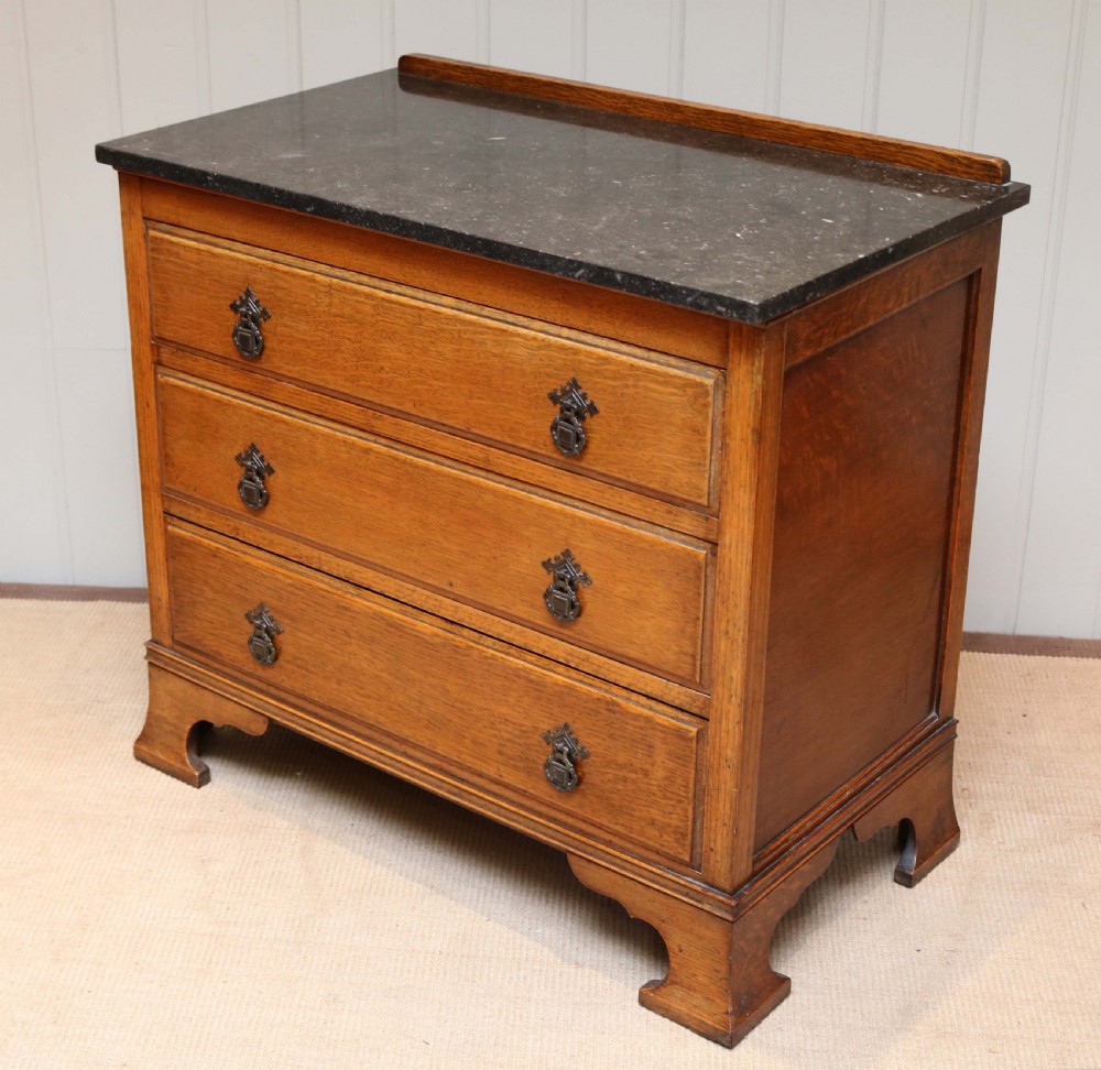 Small Proportioned Oak Marble Top Chest View VII