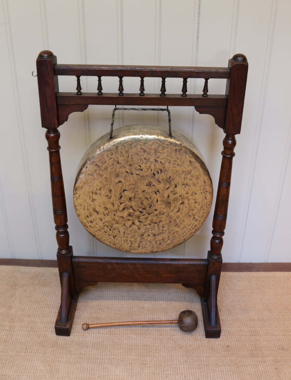 Edwardian Oak Framed Floor Standing Gong View VI