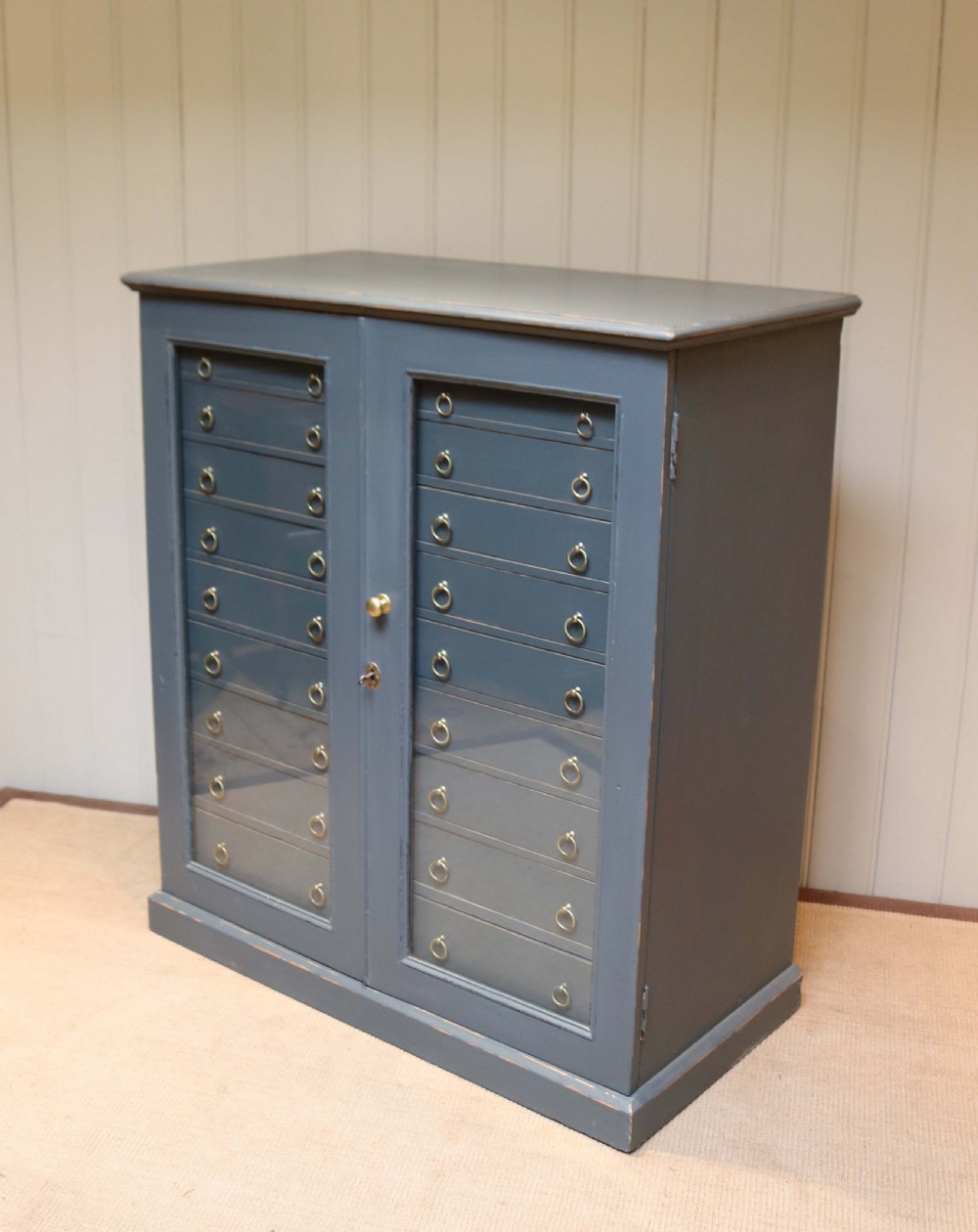 Large Painted Pine Collectors Chest
