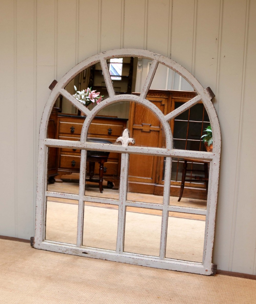 Late 19th Century Painted Arch Top Metal Window Mirror View V