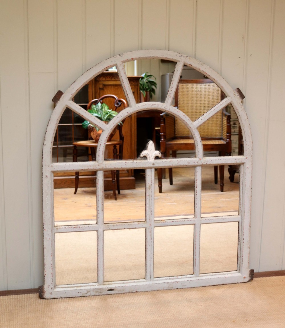 Late 19th Century Painted Arch Top Metal Window Mirror View VII