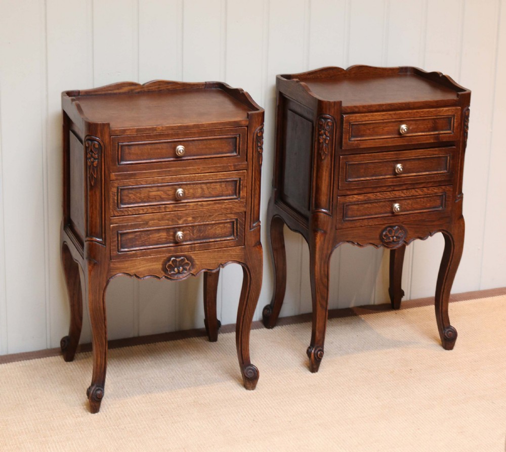 French Solid Oak Bedside Cabinets