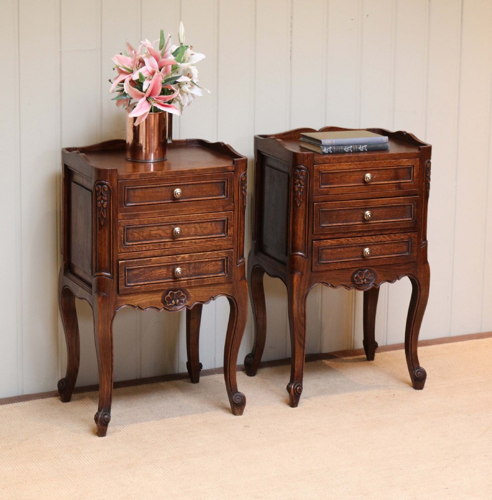 French Solid Oak Bedside Cabinets View II
