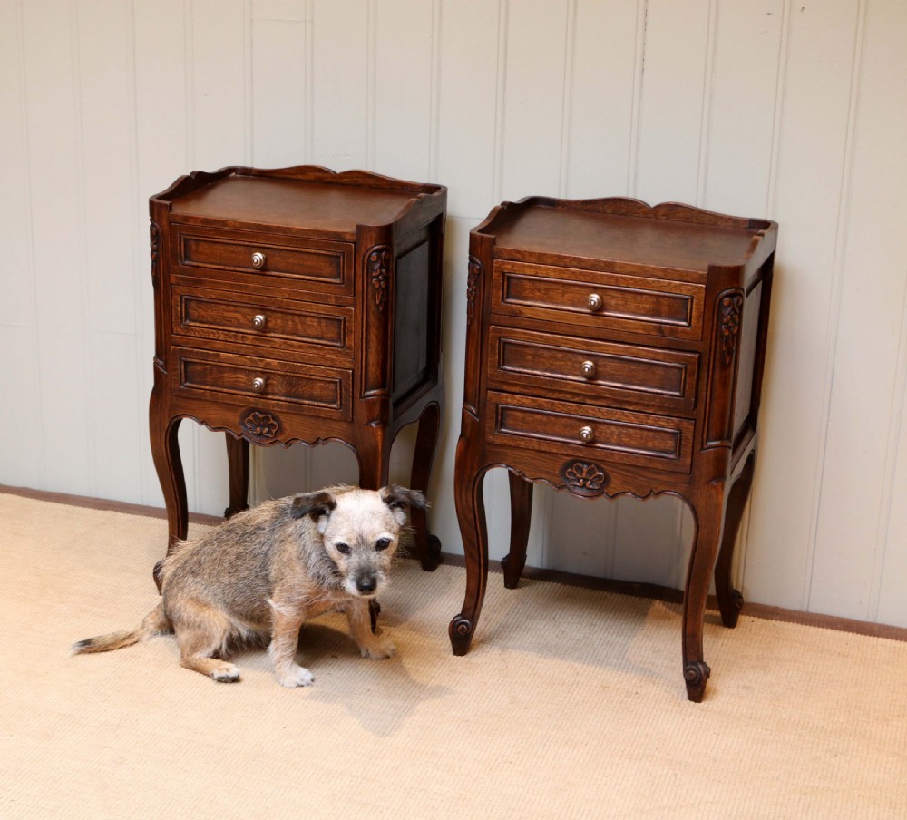 French Solid Oak Bedside Cabinets View III