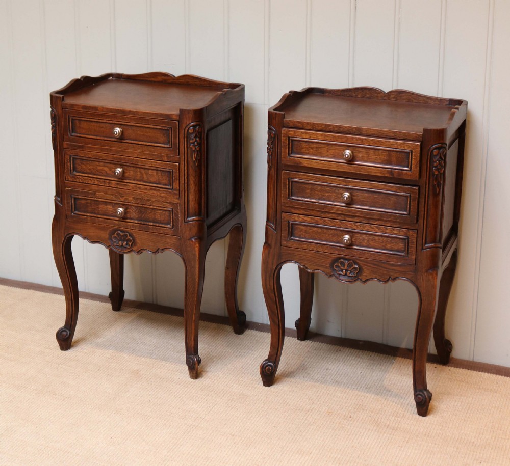 French Solid Oak Bedside Cabinets View IV