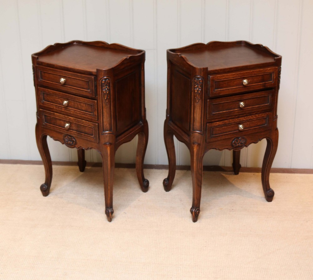 French Solid Oak Bedside Cabinets View V