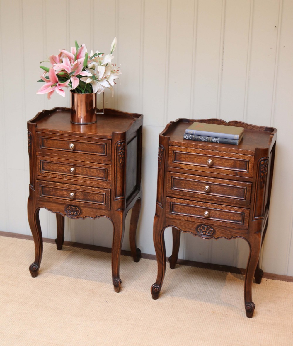 French Solid Oak Bedside Cabinets View VII