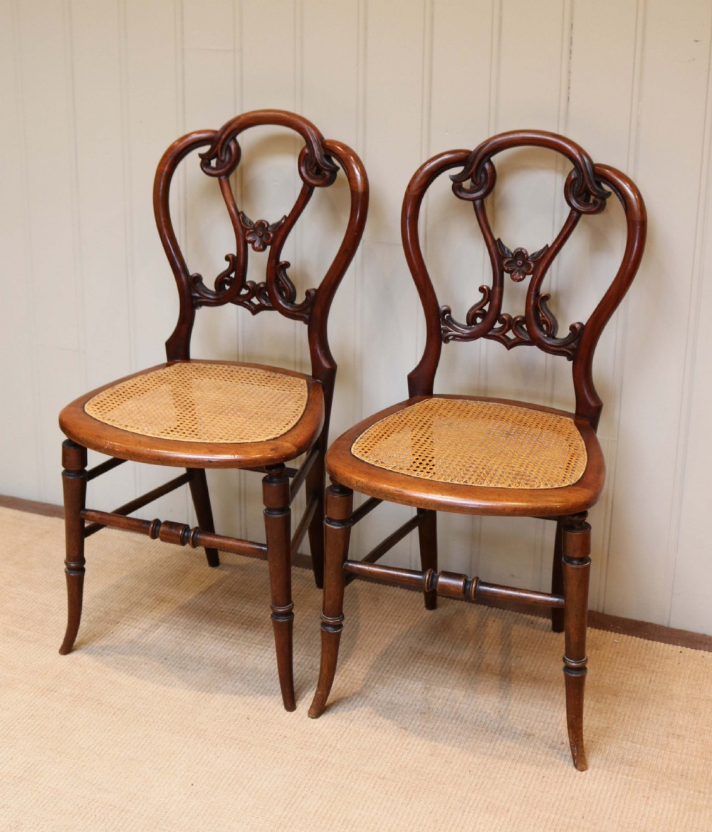 Pair Of Victorian Walnut Cane Seat Chairs  View IV