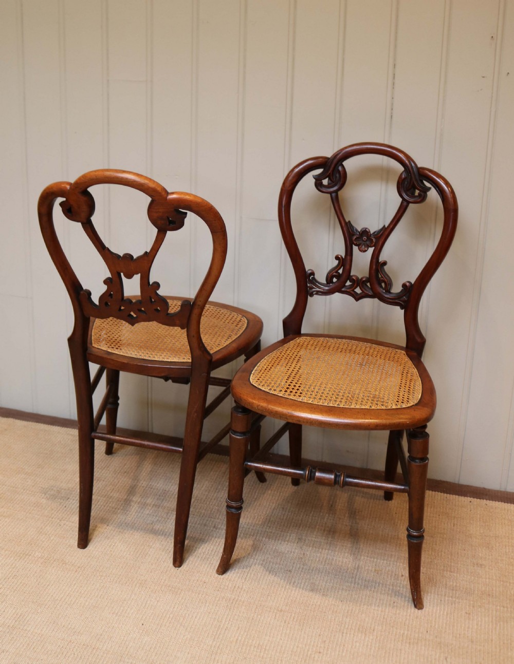 Pair Of Victorian Walnut Cane Seat Chairs  View VII