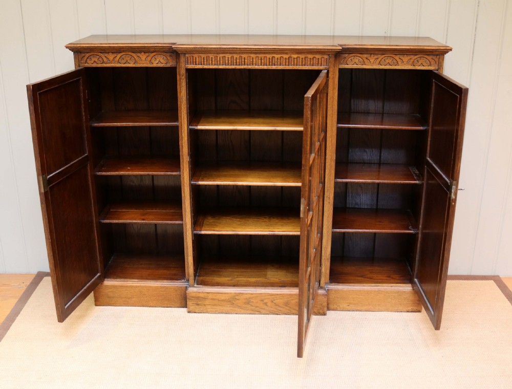 Golden Oak Breakfront Bookcase View VII