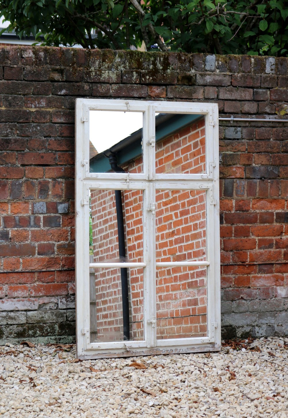 Large Painted Sectional Wooden Window Mirror View II