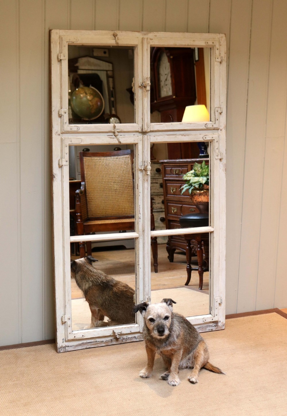 Large Painted Sectional Wooden Window Mirror View V