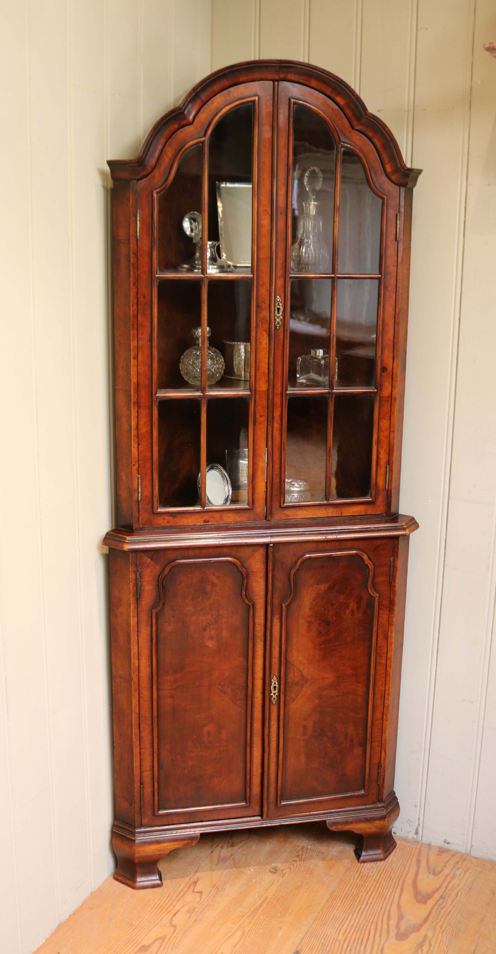 Walnut Arch Top Corner Cabinet  View II
