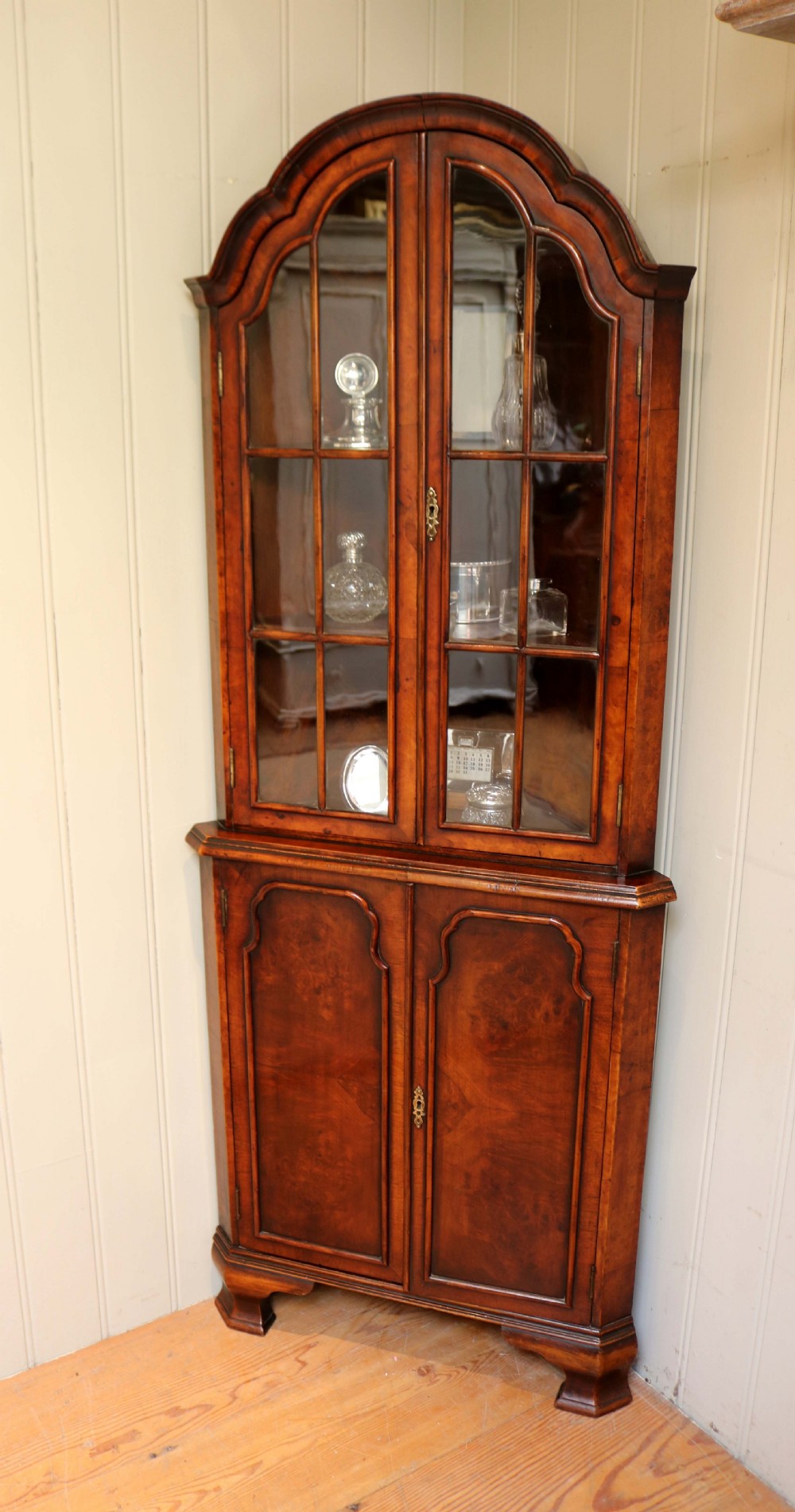 Walnut Arch Top Corner Cabinet  View IV