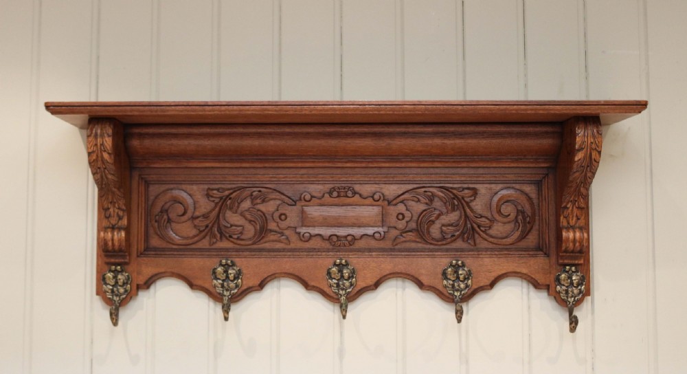 French Carved Solid Oak Wall Shelf  View IV