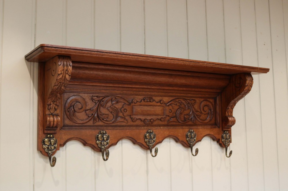 French Carved Solid Oak Wall Shelf  View VI