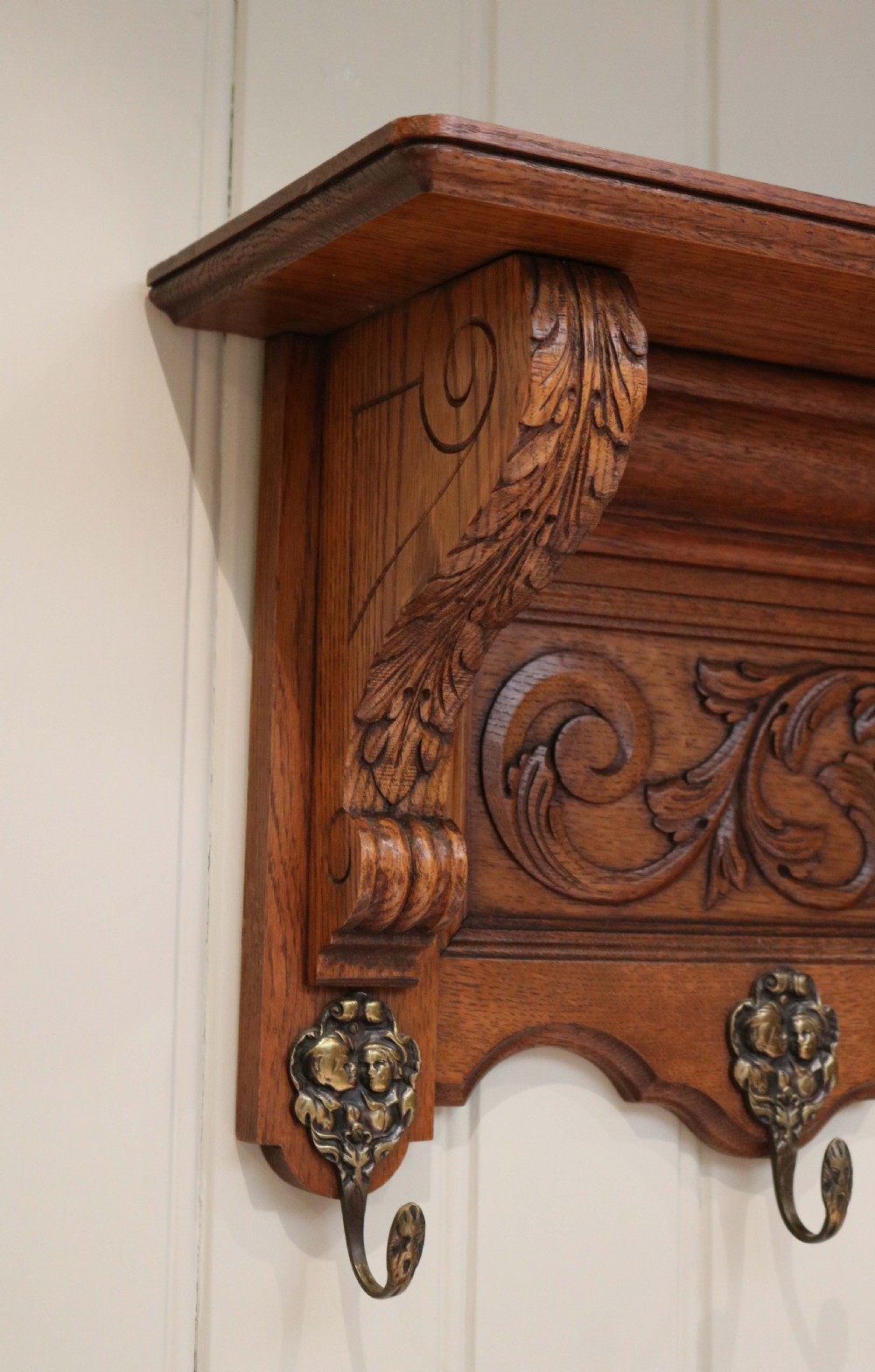 French Carved Solid Oak Wall Shelf  View VII