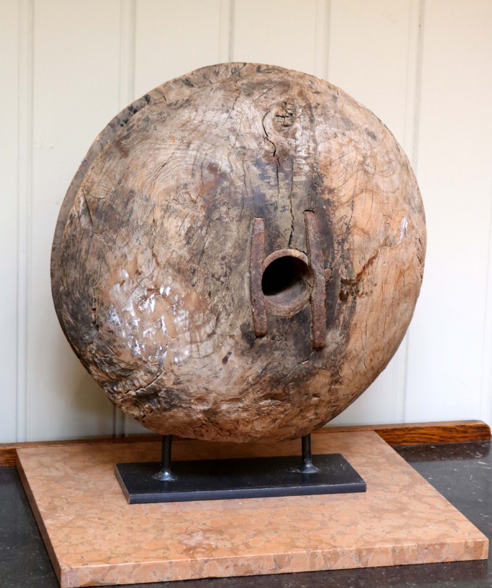 Reclaimed Wooden Colonial Industrial Pulley View II