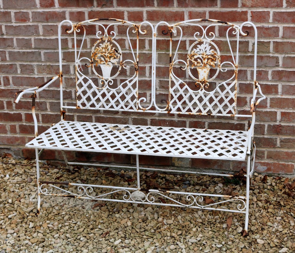 Rustic French Metal Garden Bench 