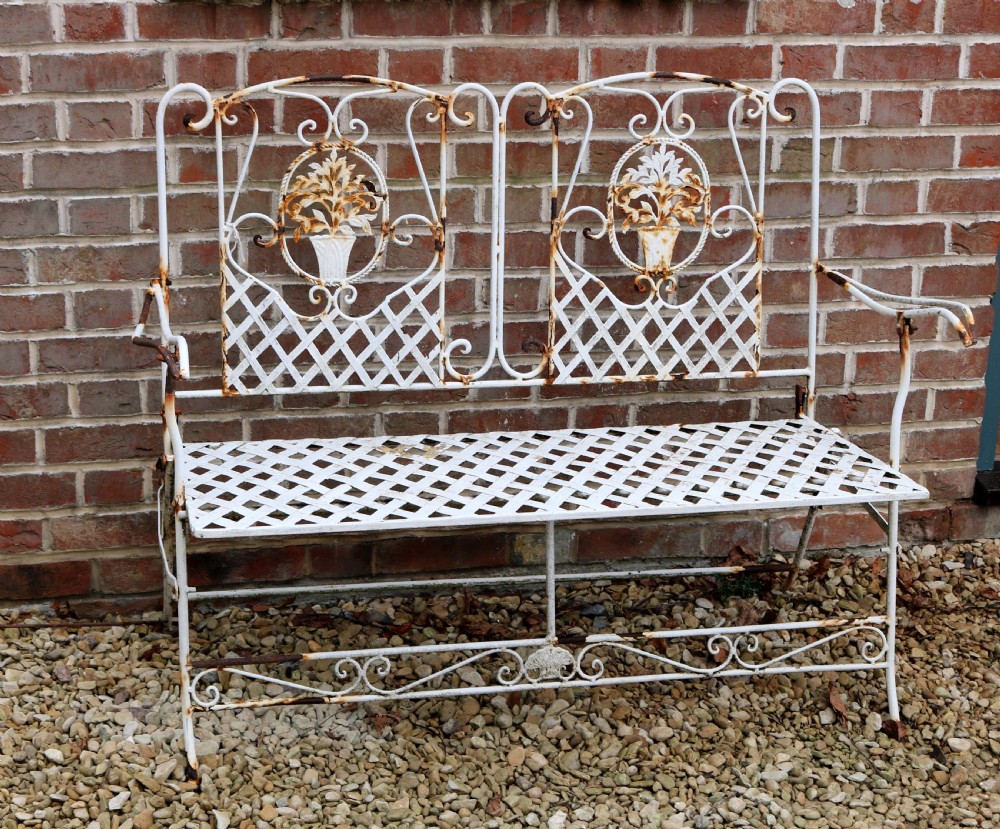 Rustic French Metal Garden Bench  View III