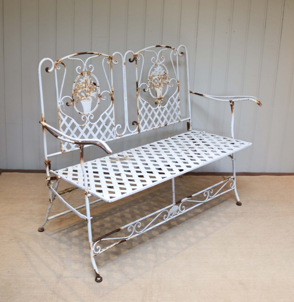 Rustic French Metal Garden Bench  View IV