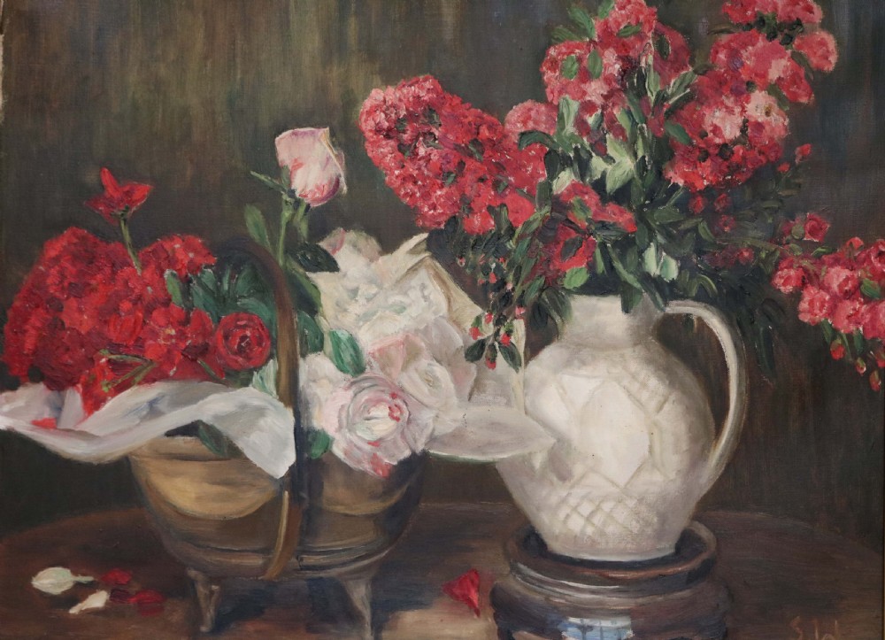Floral Still Life Oil On Canvas View VI