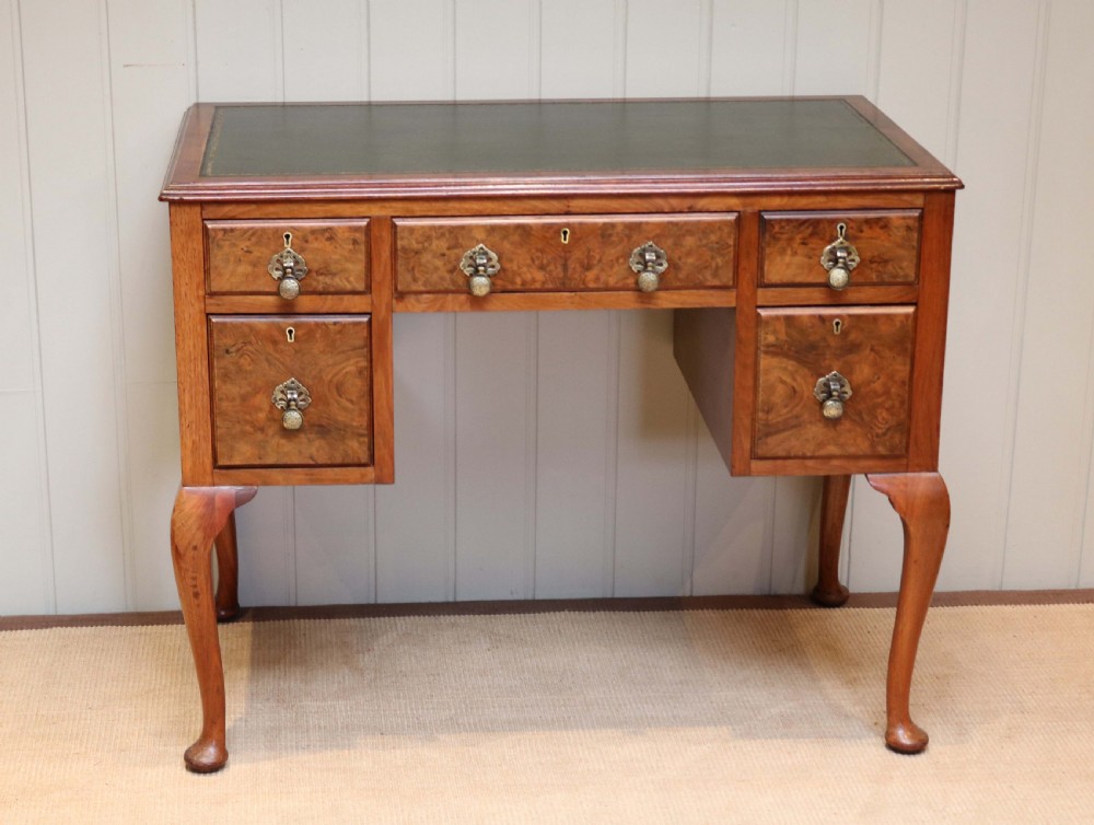 Burr Walnut Kneehole Writing Desk 