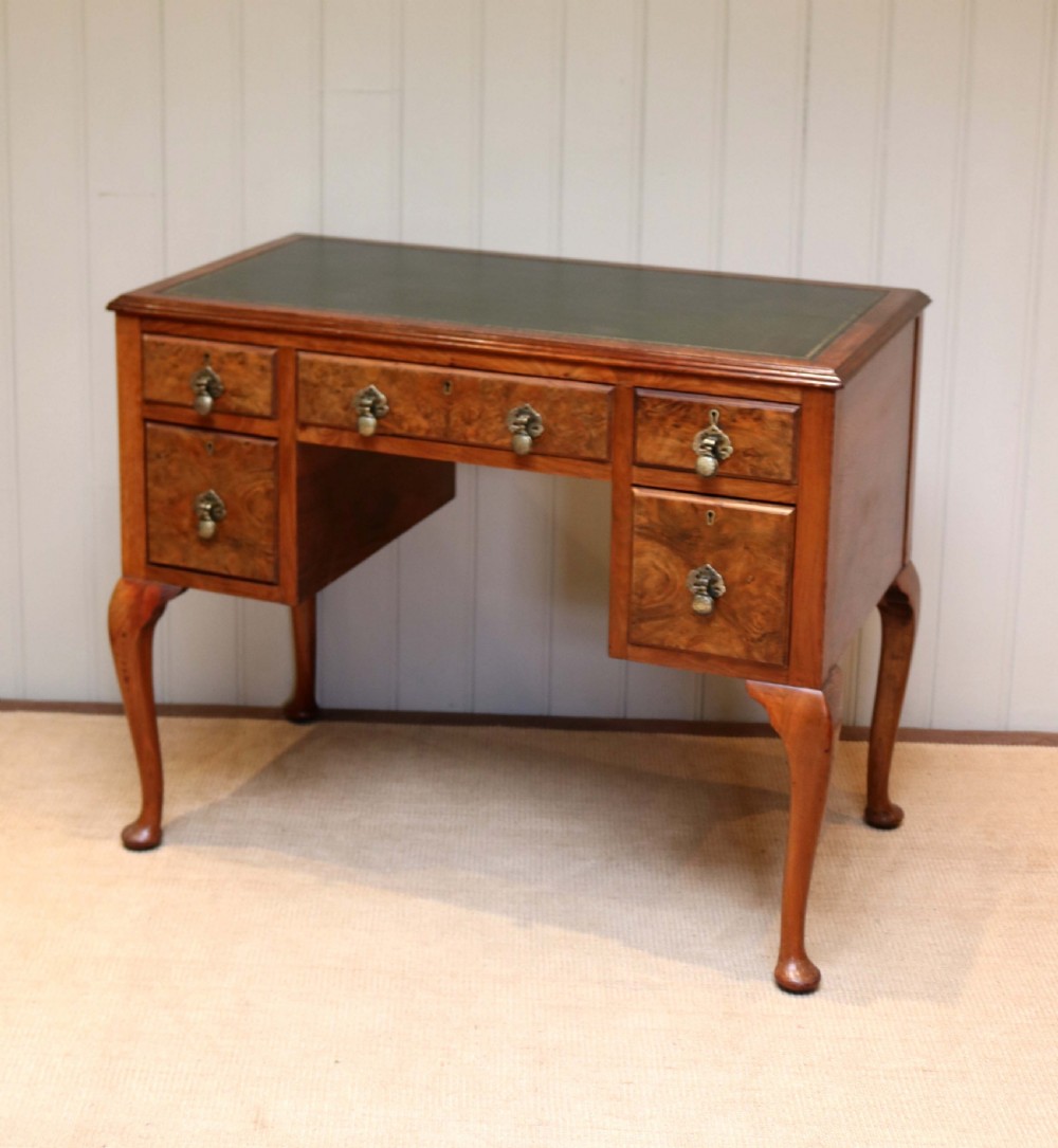 Burr Walnut Kneehole Writing Desk  View III