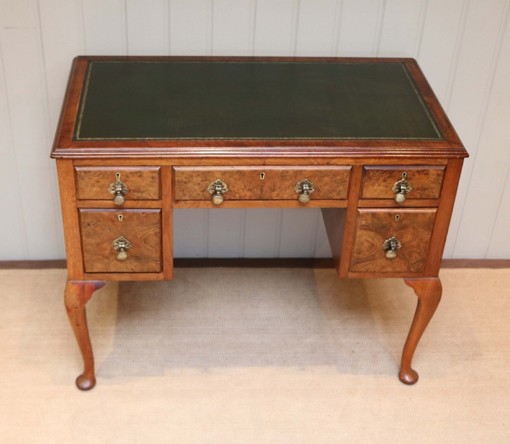 Burr Walnut Kneehole Writing Desk  View IV