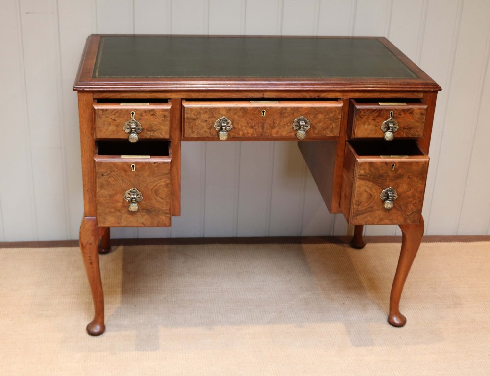Burr Walnut Kneehole Writing Desk  View V