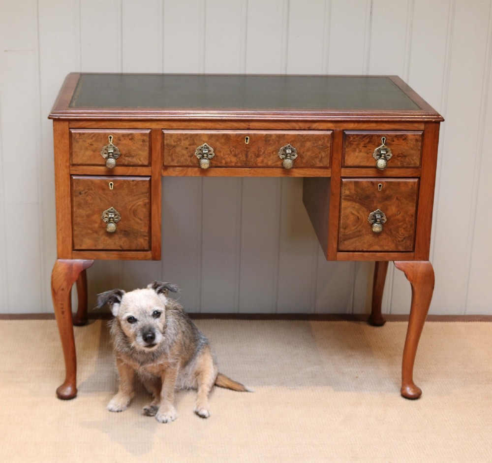 Burr Walnut Kneehole Writing Desk  View VI
