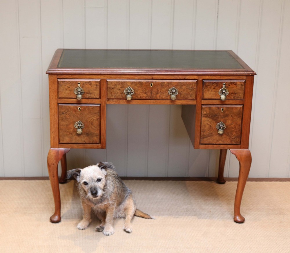 Burr Walnut Kneehole Writing Desk  View VIII