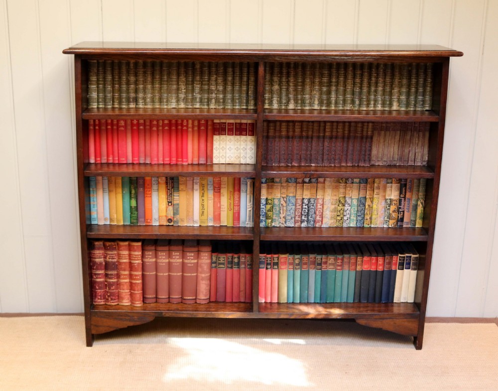 Oak Double Front Open Bookcase View III