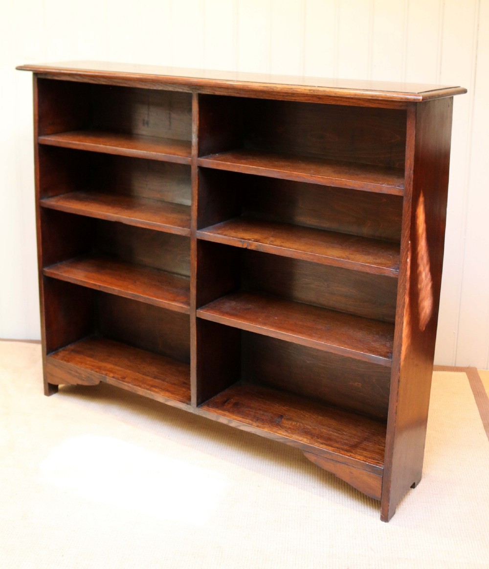 Oak Double Front Open Bookcase View VI