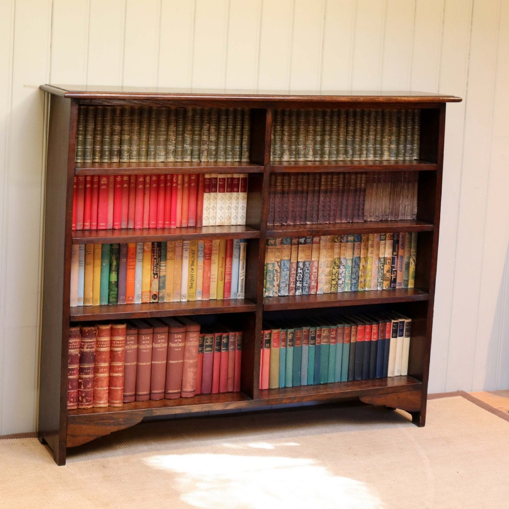 Oak Double Front Open Bookcase View VII
