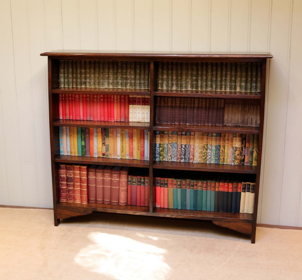 Oak Double Front Open Bookcase View IX