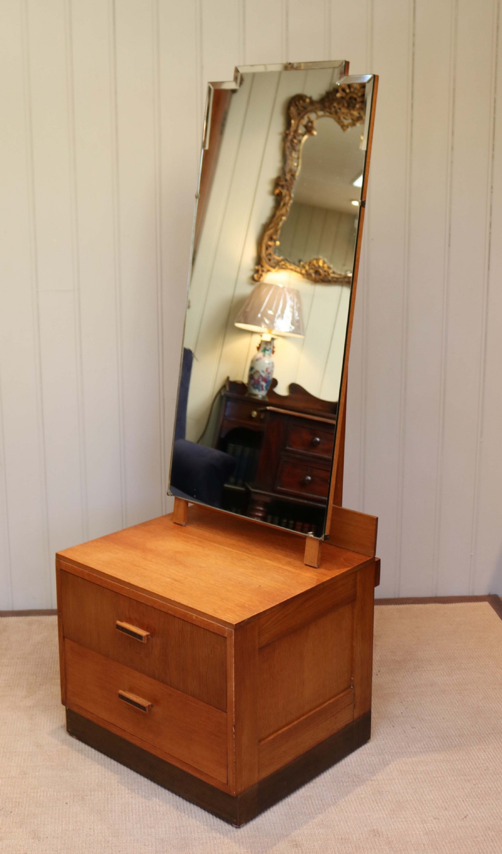 Art Deco Oak Mirrored Cabinet