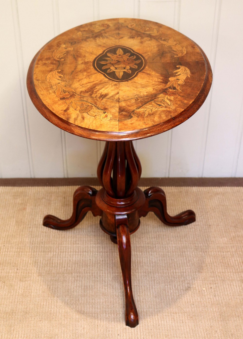 Victorian Walnut Inlaid Oval Tilt Top Table View II
